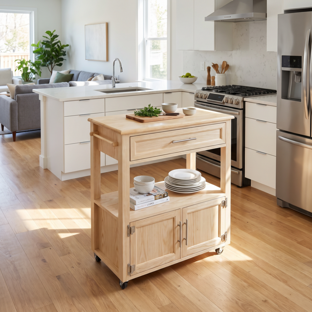 Modnest Open Shelf Mini Kitchen Island - Ashwood
