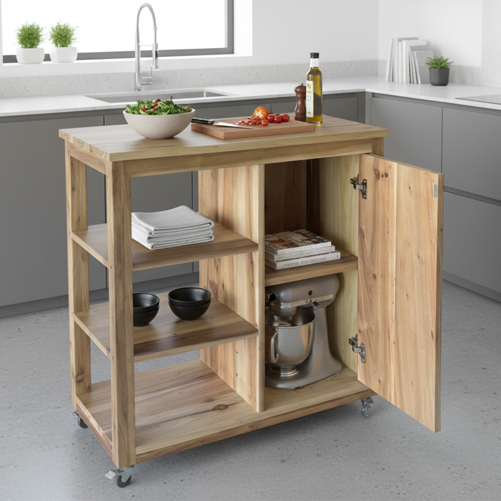 Modnest 3-Shelf Mini Kitchen Island - Blackwood